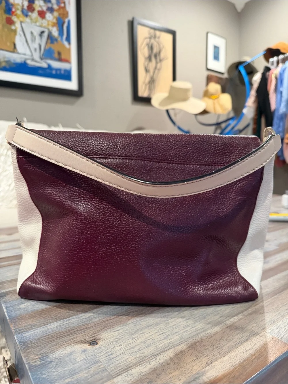 kate spade Plum and Cream Leather Top-Handle Satchel